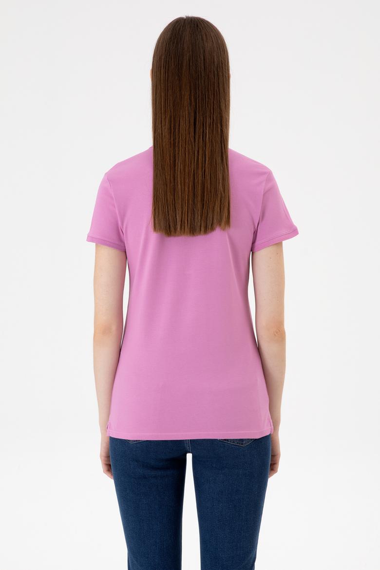 Kadın Fuşya Basic Tişört - 50300883077