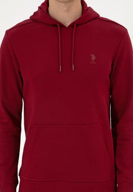 Erkek Regular Fit Kapüşonlu Bordo Basic Sweatshirt - 50313720036