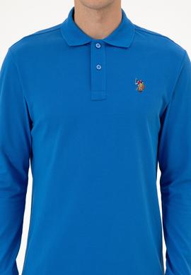 Erkek Regular Fit Polo Yaka Koyu Mavi Basic Sweatshirt - 50313772177