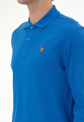 Erkek Regular Fit Polo Yaka Koyu Mavi Basic Sweatshirt - 50313772177