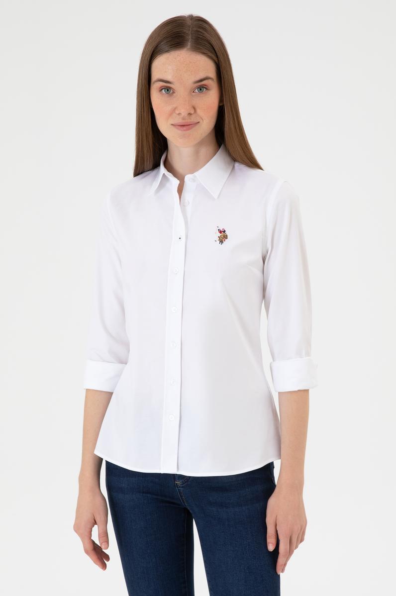 Kadın Beyaz Uzun Kollu Basic Gömlek