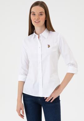 Kadın Beyaz Uzun Kollu Basic Gömlek - 50318222011