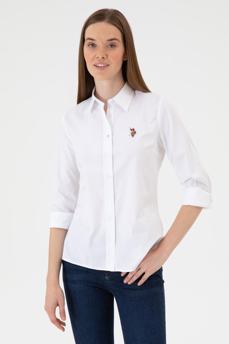 Kadın Beyaz Uzun Kollu Basic Gömlek - 50318222011