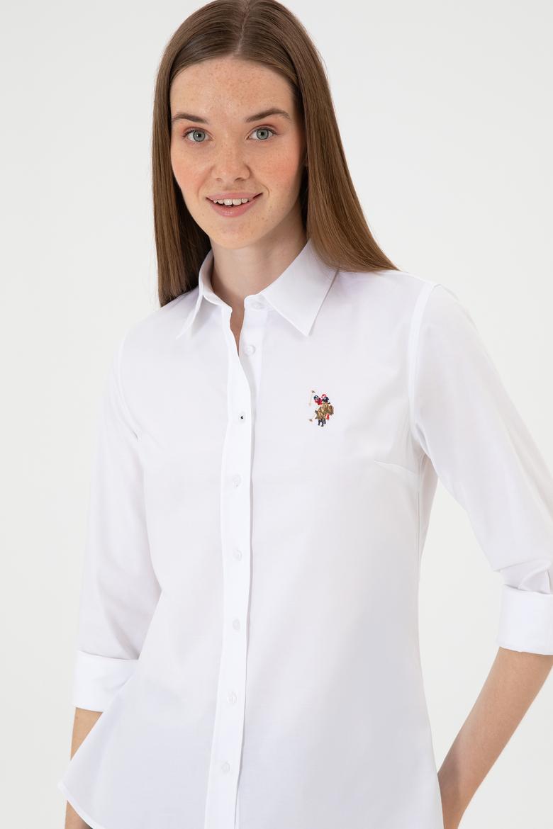 Kadın Beyaz Uzun Kollu Basic Gömlek - 50318222011