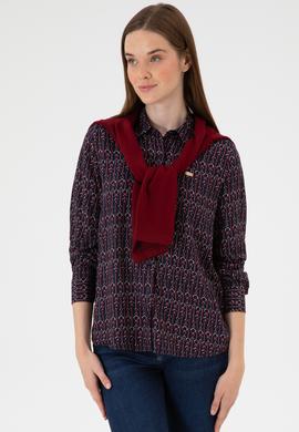 Kadın Lacivert Uzun Kollu Gömlek - 50316381003