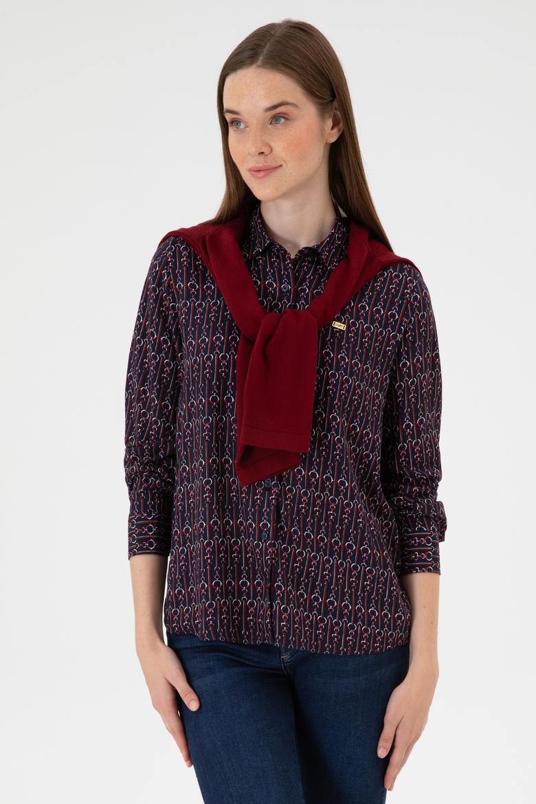 Kadın Lacivert Uzun Kollu Gömlek - 50316381003