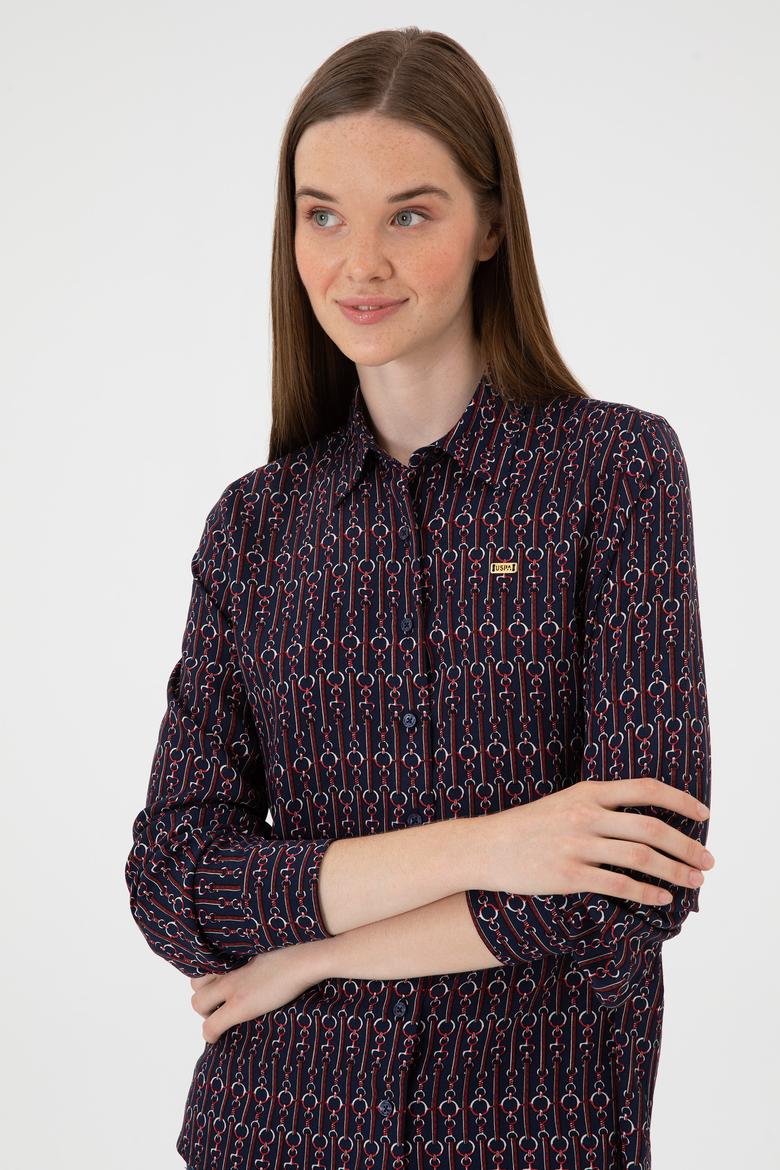 Kadın Lacivert Uzun Kollu Gömlek - 50316381003