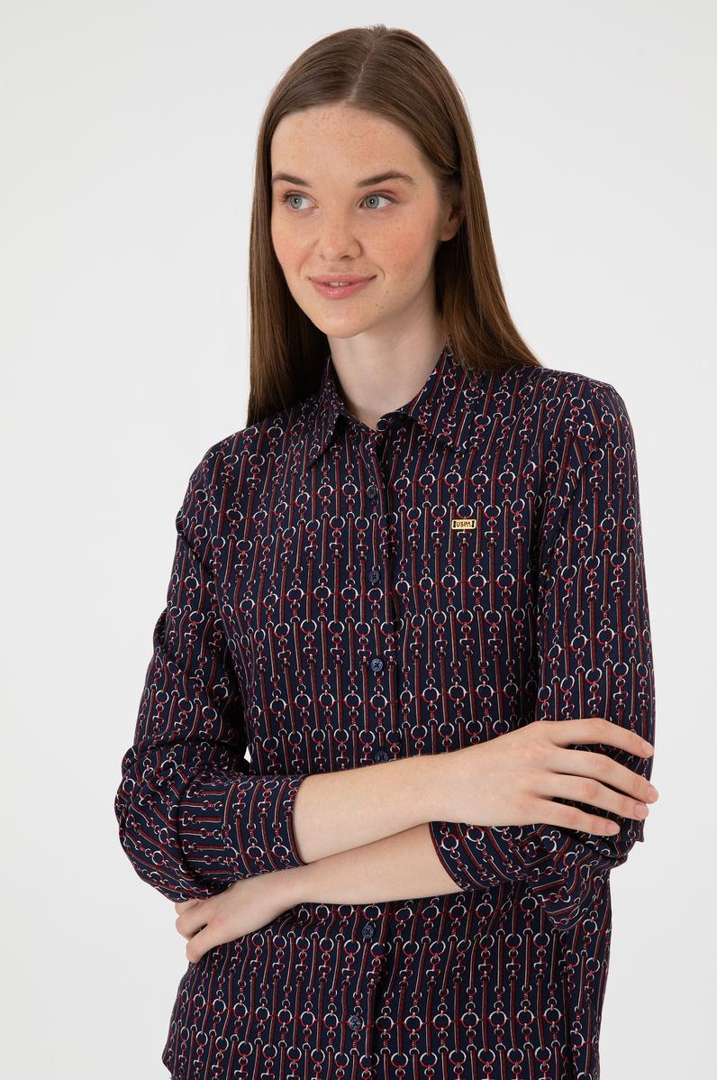 Kadın Lacivert Uzun Kollu Gömlek