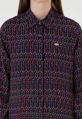 Kadın Lacivert Uzun Kollu Gömlek - 50316381003