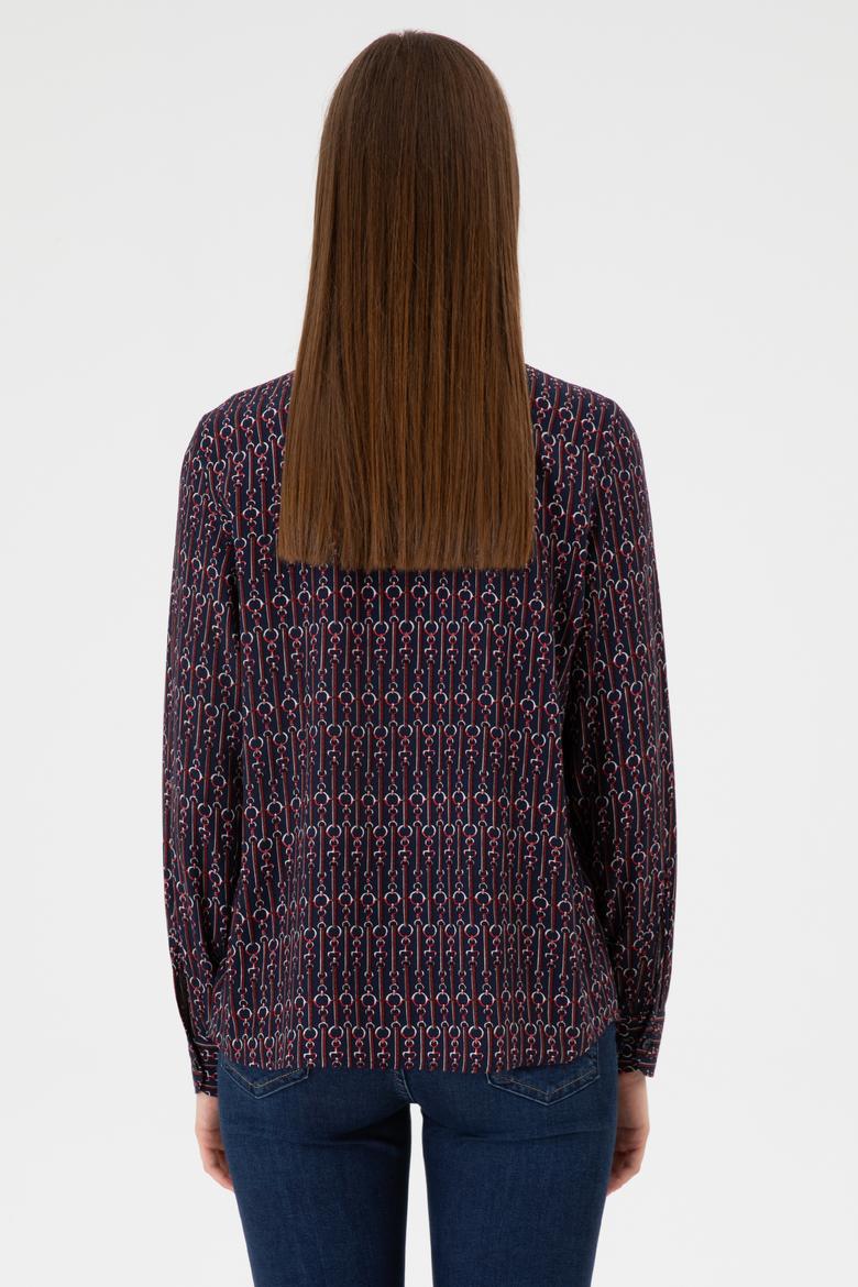 Kadın Lacivert Uzun Kollu Gömlek - 50316381003