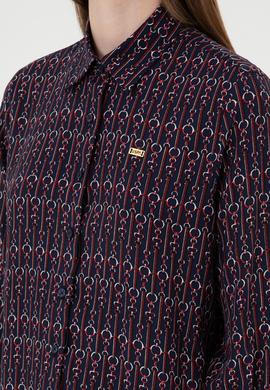 Kadın Lacivert Uzun Kollu Gömlek - 50316381003