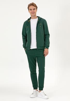 Erkek Regular Fit Koyu Yeşil Şardonlu Örme Hırka - 50313755051