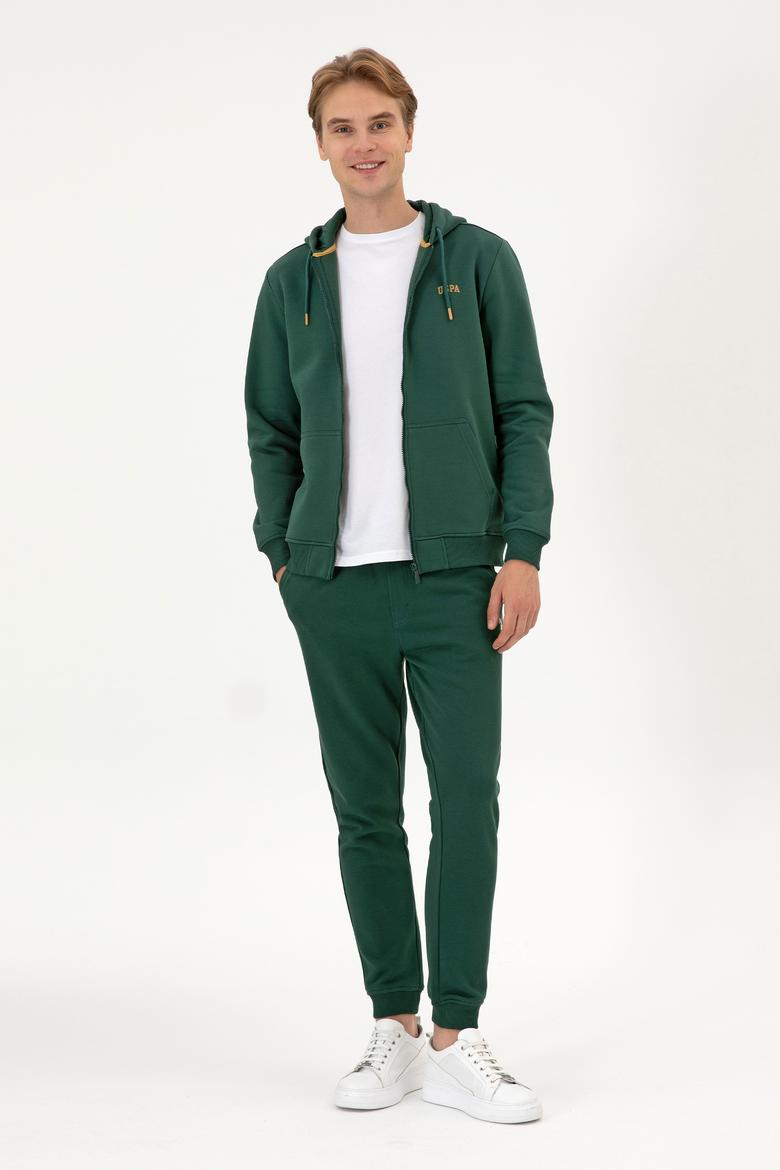 Erkek Regular Fit Koyu Yeşil Şardonlu Örme Hırka - 50313755051