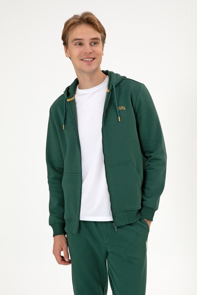 Erkek Regular Fit Koyu Yeşil Şardonlu Örme Hırka - 50313755051