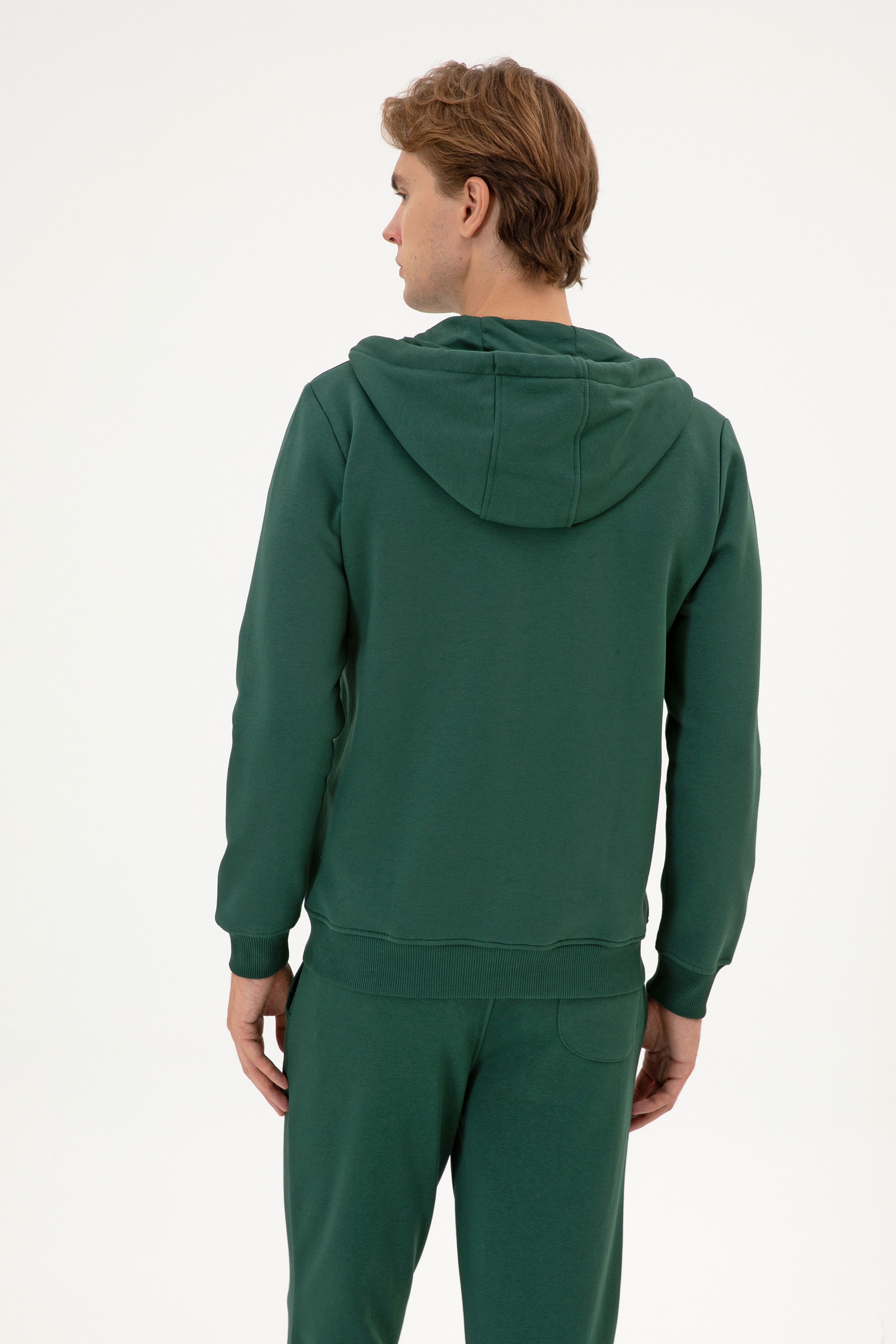 Erkek Regular Fit Koyu Yeşil Şardonlu Örme Hırka - Image 5