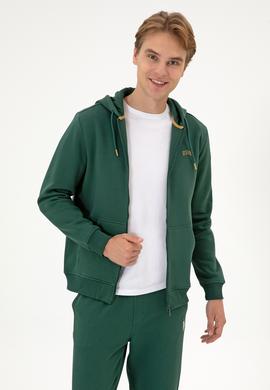 Erkek Regular Fit Koyu Yeşil Şardonlu Örme Hırka - 50313755051