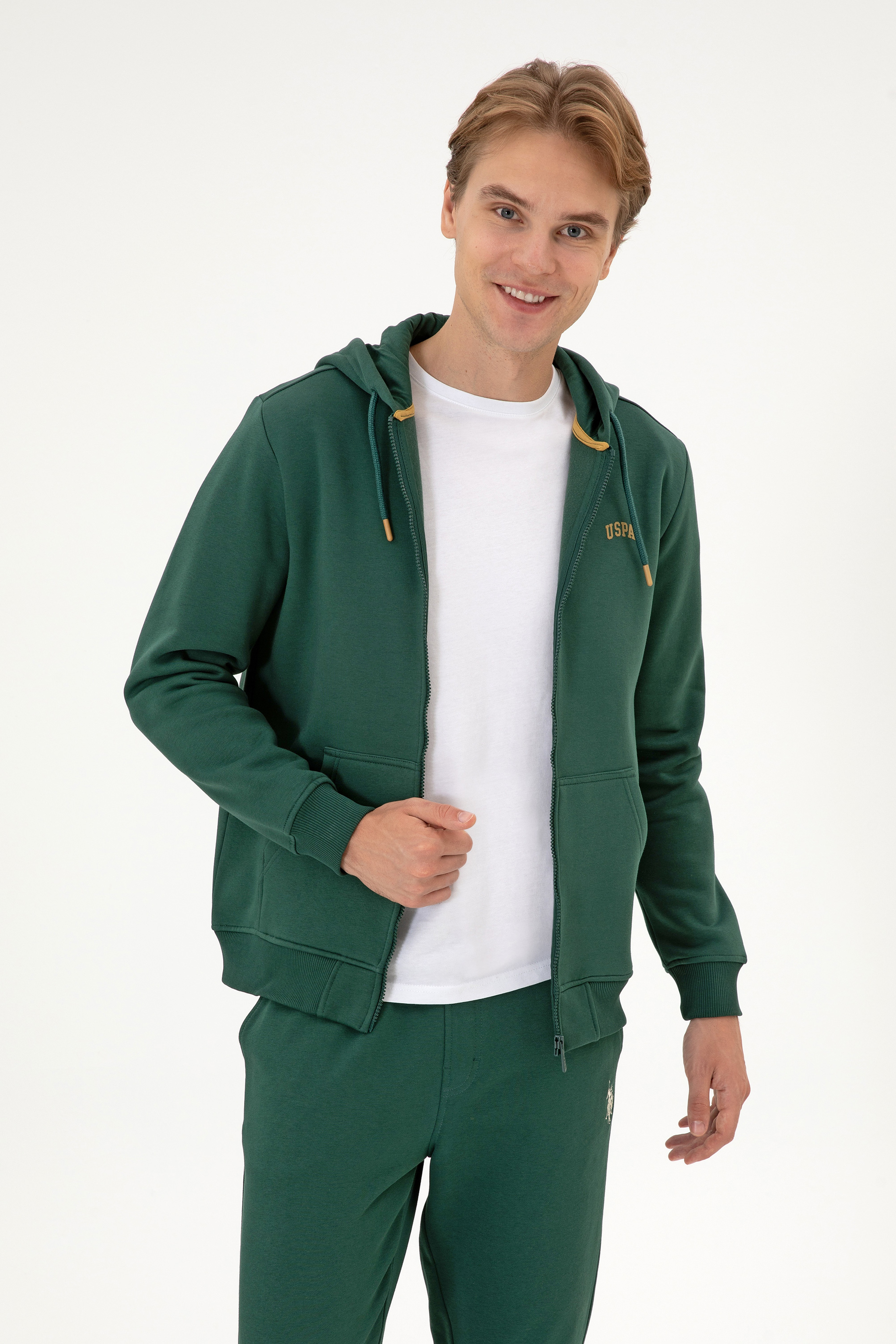 Erkek Regular Fit Koyu Yeşil Şardonlu Örme Hırka - Image 1