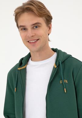 Erkek Regular Fit Koyu Yeşil Şardonlu Örme Hırka - 50313755051