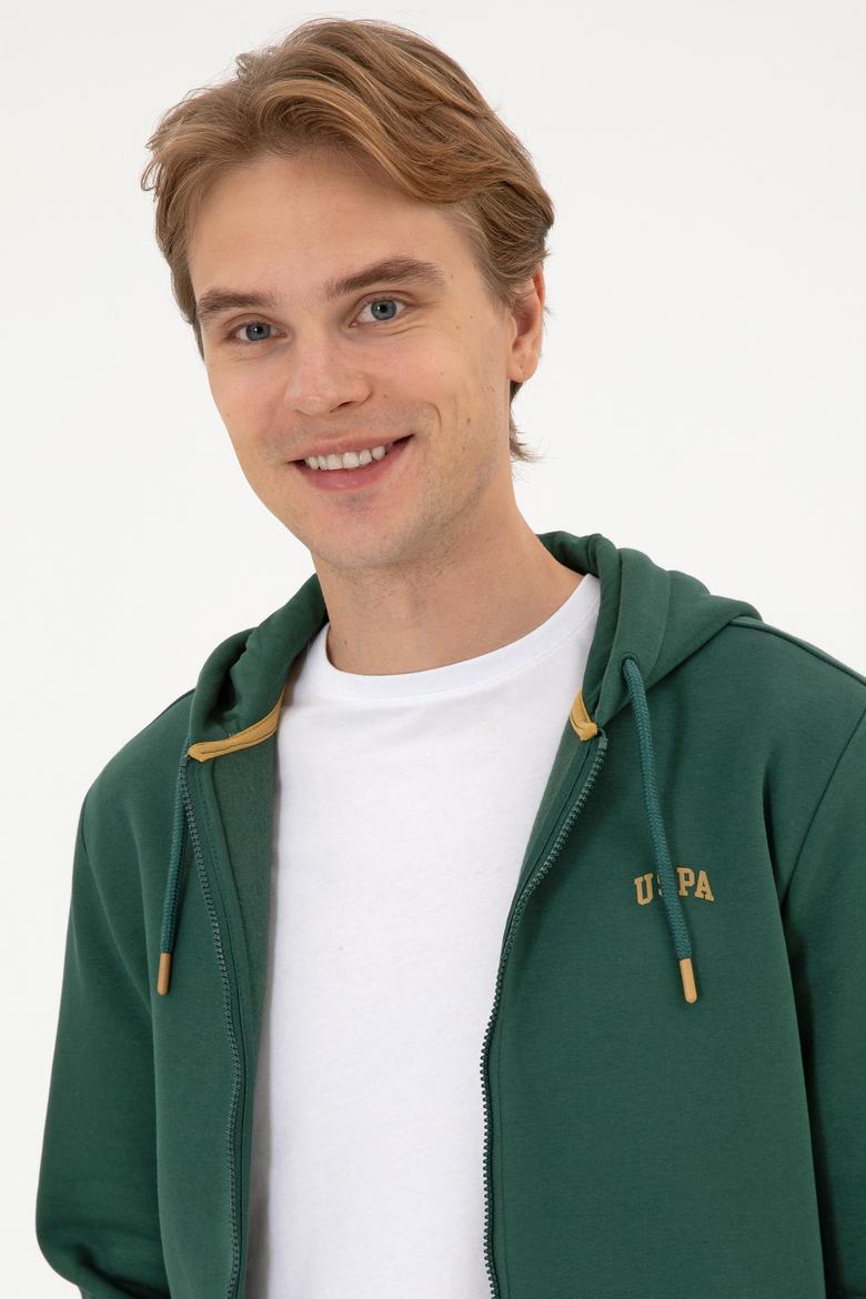 Erkek Regular Fit Koyu Yeşil Şardonlu Örme Hırka - 50313755051