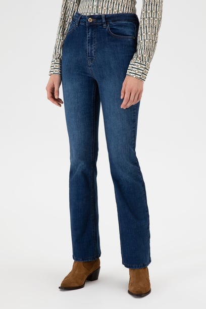 Kadın Koyu Mavi Slim Flare Jean Pantolon