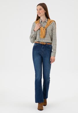 Kadın Koyu Mavi Slim Flare Jean Pantolon - 50308102004