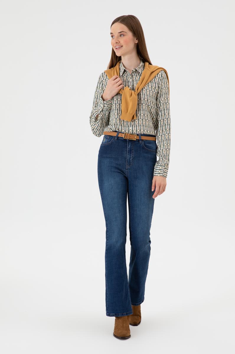 Kadın Koyu Mavi Slim Flare Jean Pantolon