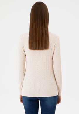 Kadın Krem Melanj Bisiklet Yaka Basic Kazak - 50313626031