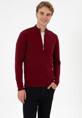 Erkek Slim Fit Bordo Triko Hırka - 50313684042