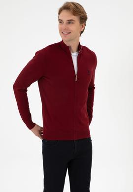 Erkek Slim Fit Bordo Triko Hırka - 50313684042
