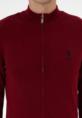 Erkek Slim Fit Bordo Triko Hırka - 50313684042