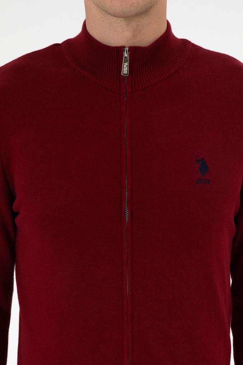 Erkek Slim Fit Bordo Triko Hırka - 50313684042