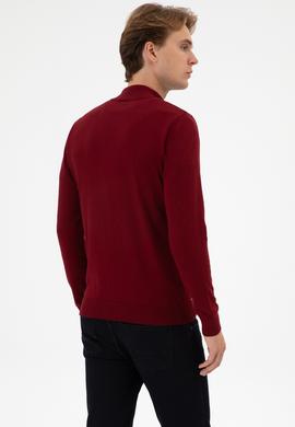 Erkek Slim Fit Bordo Triko Hırka - 50313684042