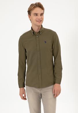 Erkek Haki Uzun Kollu Basic Gömlek - 50316723086