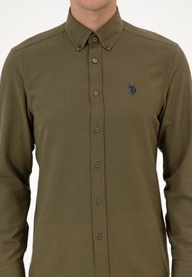 Erkek Haki Uzun Kollu Basic Gömlek - 50316723086