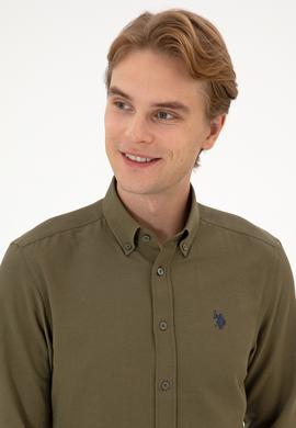 Erkek Haki Uzun Kollu Basic Gömlek - 50316723086