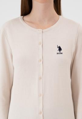 Kadın Krem Basic Triko Hırka - 50313624031