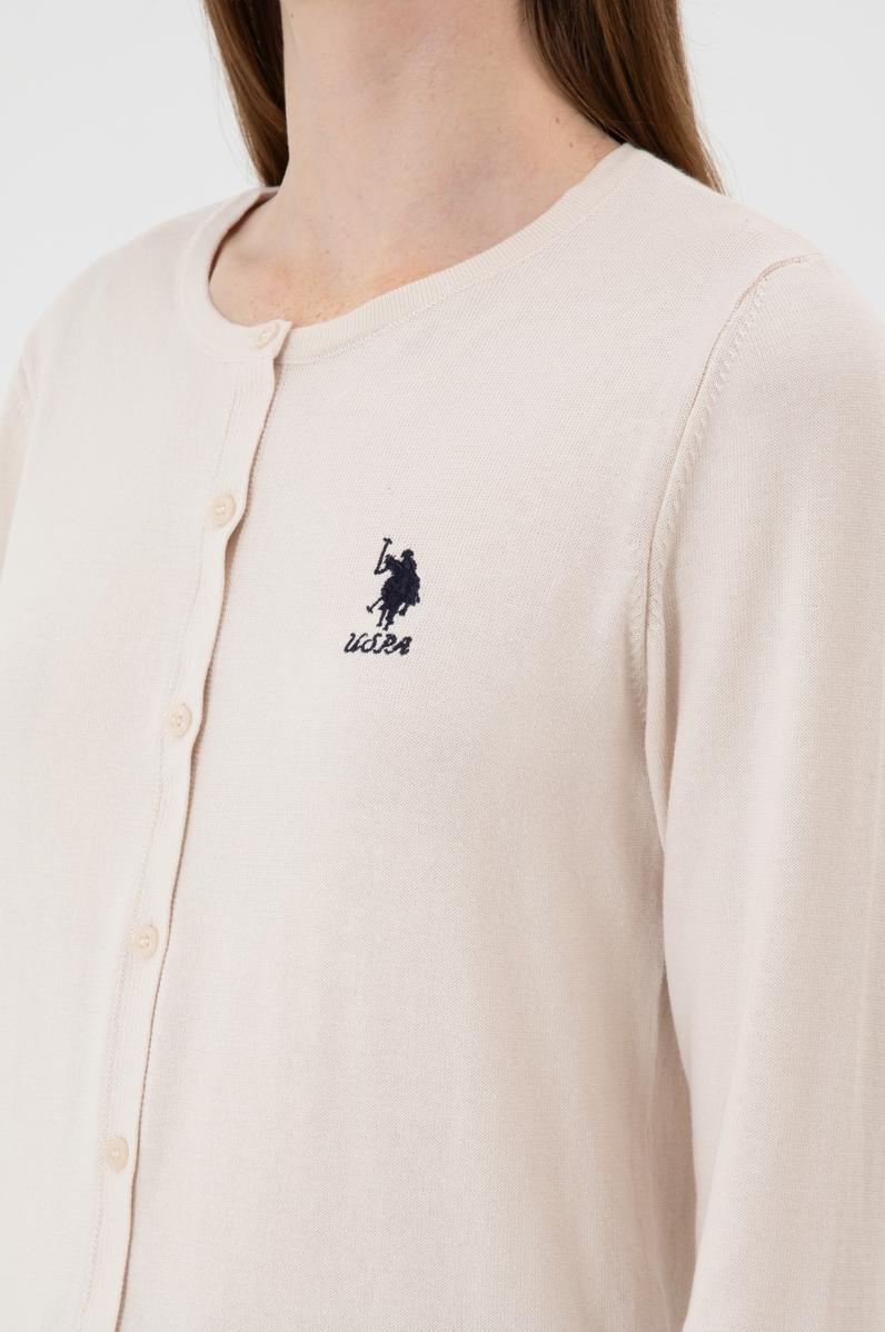 Kadın Krem Basic Triko Hırka