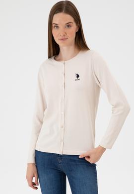 Kadın Krem Basic Triko Hırka - 50313624031