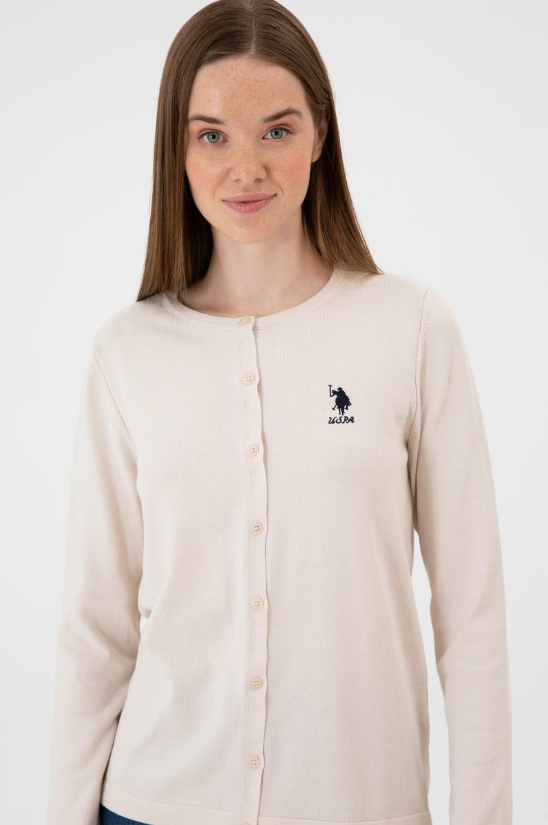 Kadın Krem Basic Triko Hırka