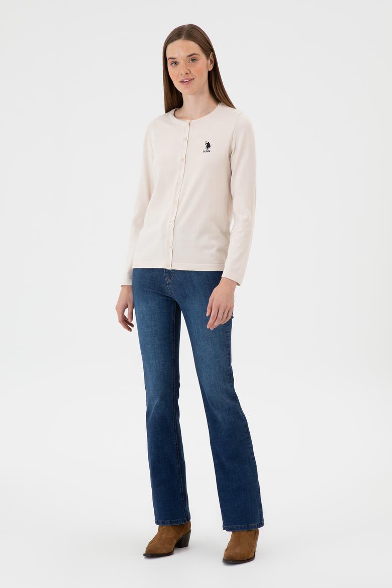 Kadın Krem Basic Triko Hırka - 50313624031