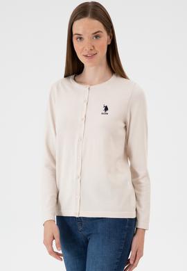 Kadın Krem Basic Triko Hırka - 50313624031