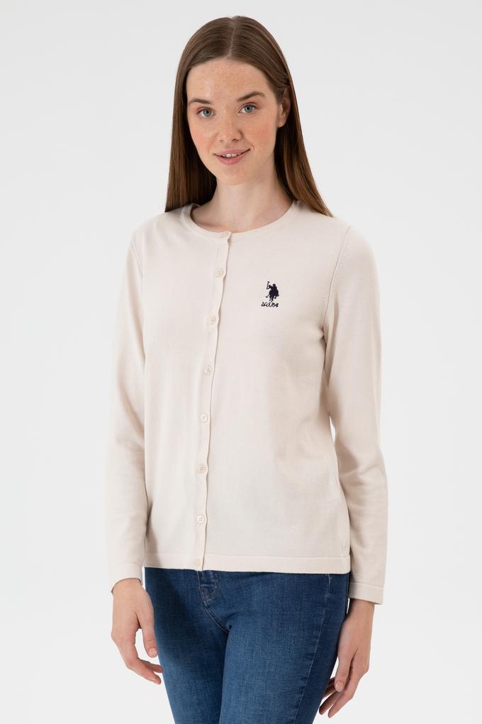 Kadın Krem Basic Triko Hırka