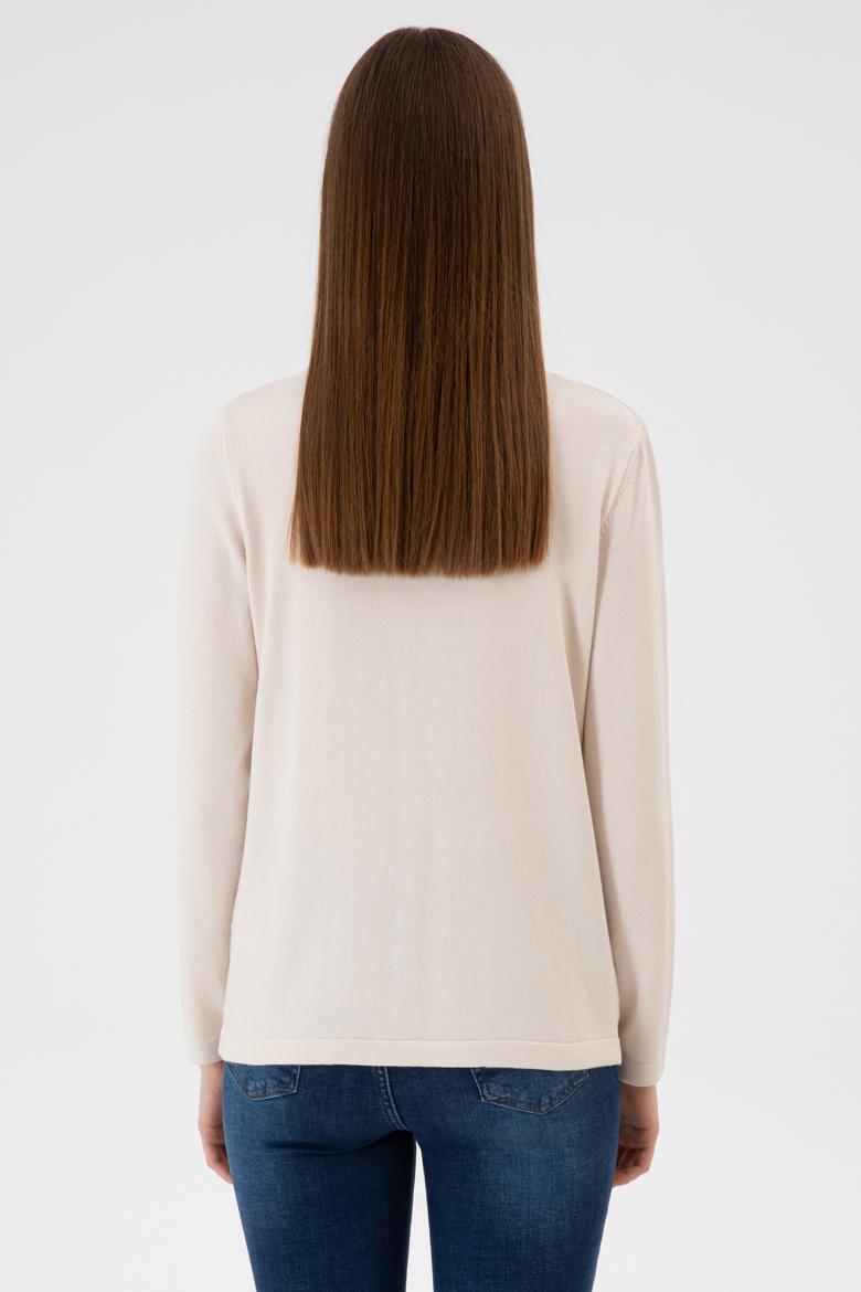 Kadın Krem Basic Triko Hırka - 50313624031