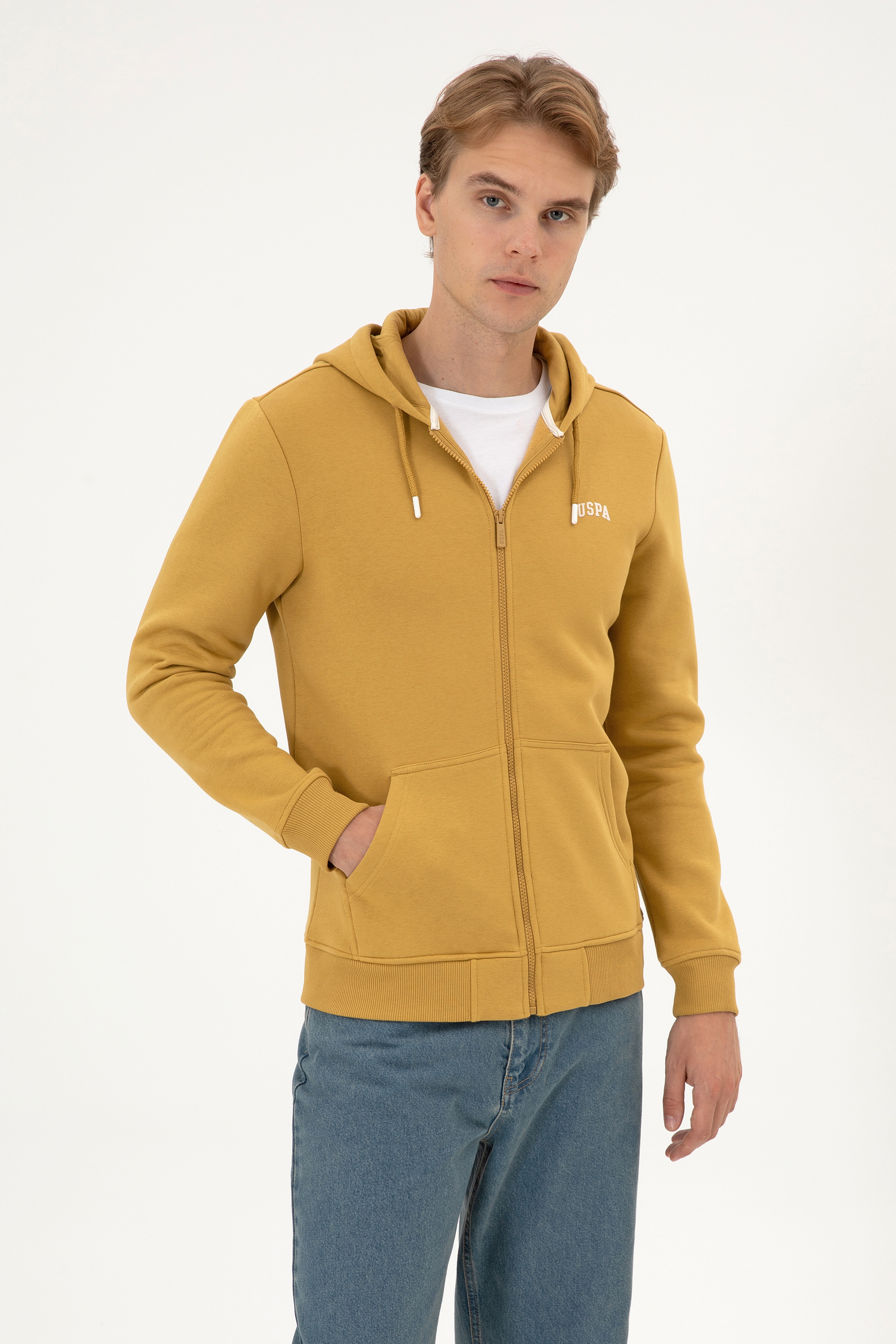 Erkek Regular Fit Hardal Şardonlu Örme Hırka - Image 1