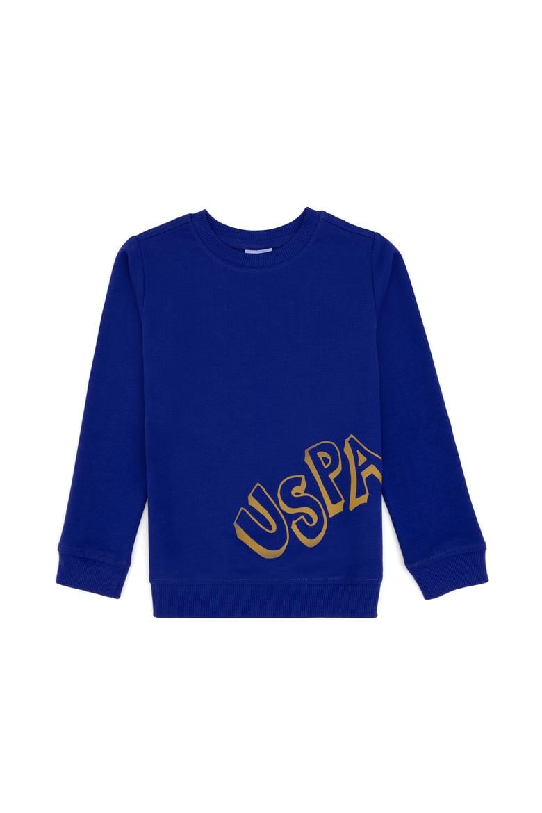 Erkek Çocuk Mor Bisiklet Yaka Basic Sweatshirt