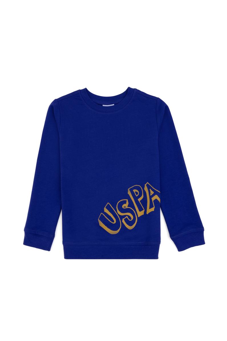 Erkek Çocuk Mor Bisiklet Yaka Basic Sweatshirt