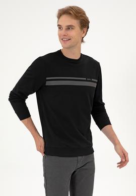 Erkek Regular Fit Bisiklet Yaka Siyah İnce Sweatshirt - 50313801017