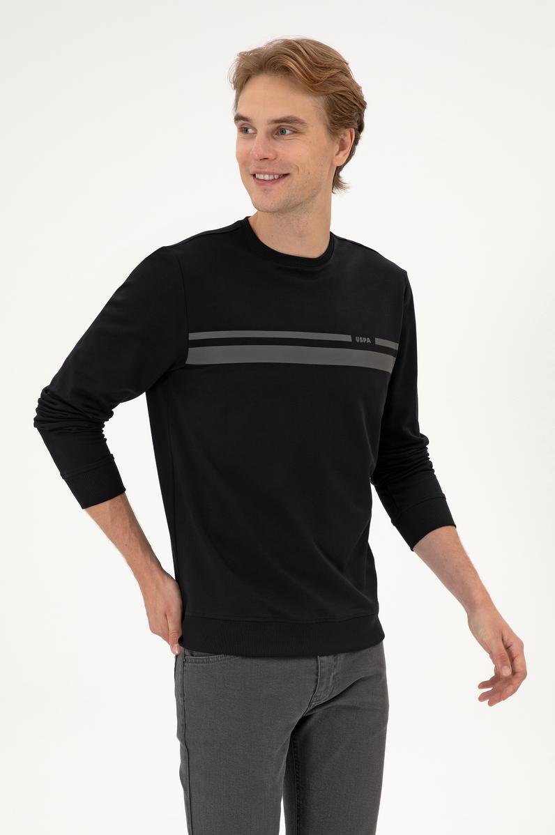 Erkek Regular Fit Bisiklet Yaka Siyah İnce Sweatshirt