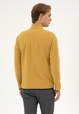 Erkek Regular Fit Hardal Polar Yarım Fermuarlı Basic Sweatshirt - 50313777121