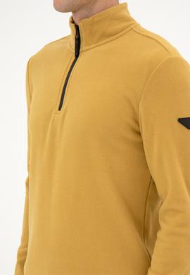Erkek Regular Fit Hardal Polar Yarım Fermuarlı Basic Sweatshirt - 50313777121